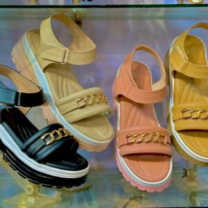 Women’s Chunky Platform Sandals with Gold Chain