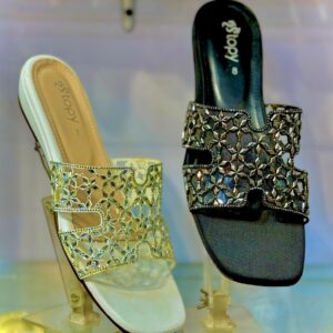 Women Crystal Embellished Party Flat Slippers