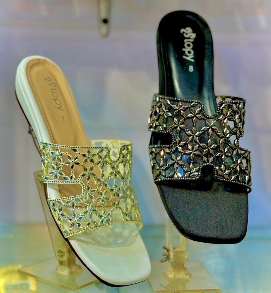 Crystal Embellished Flat Slippers from the Shoezhub occasion footwear collection
