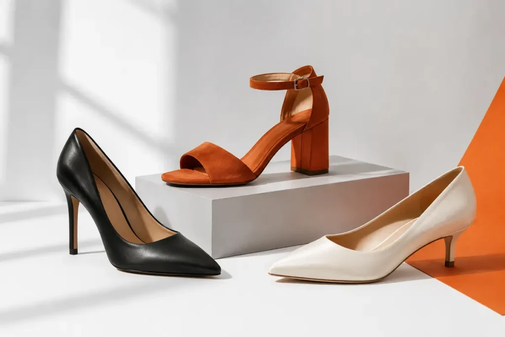 Types of heels for women shown in a clean editorial comparison