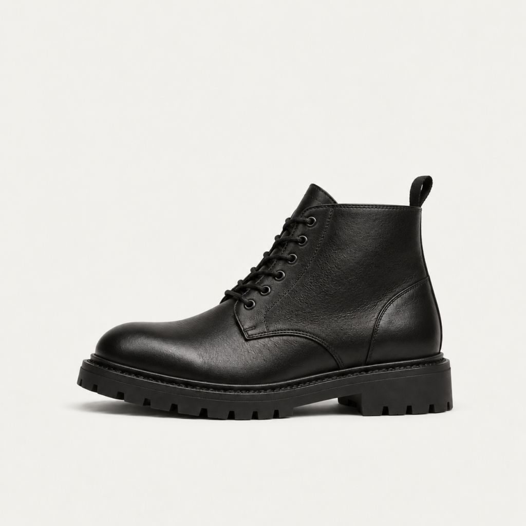 Black Chunky Lace-Up Boot