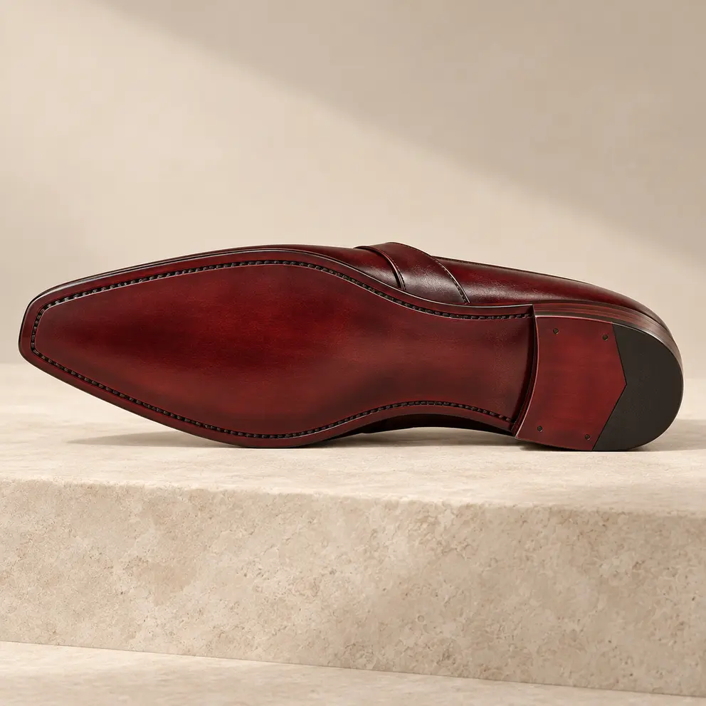 Oxblood Asymmetric-Strap Loafer — 04 outsole