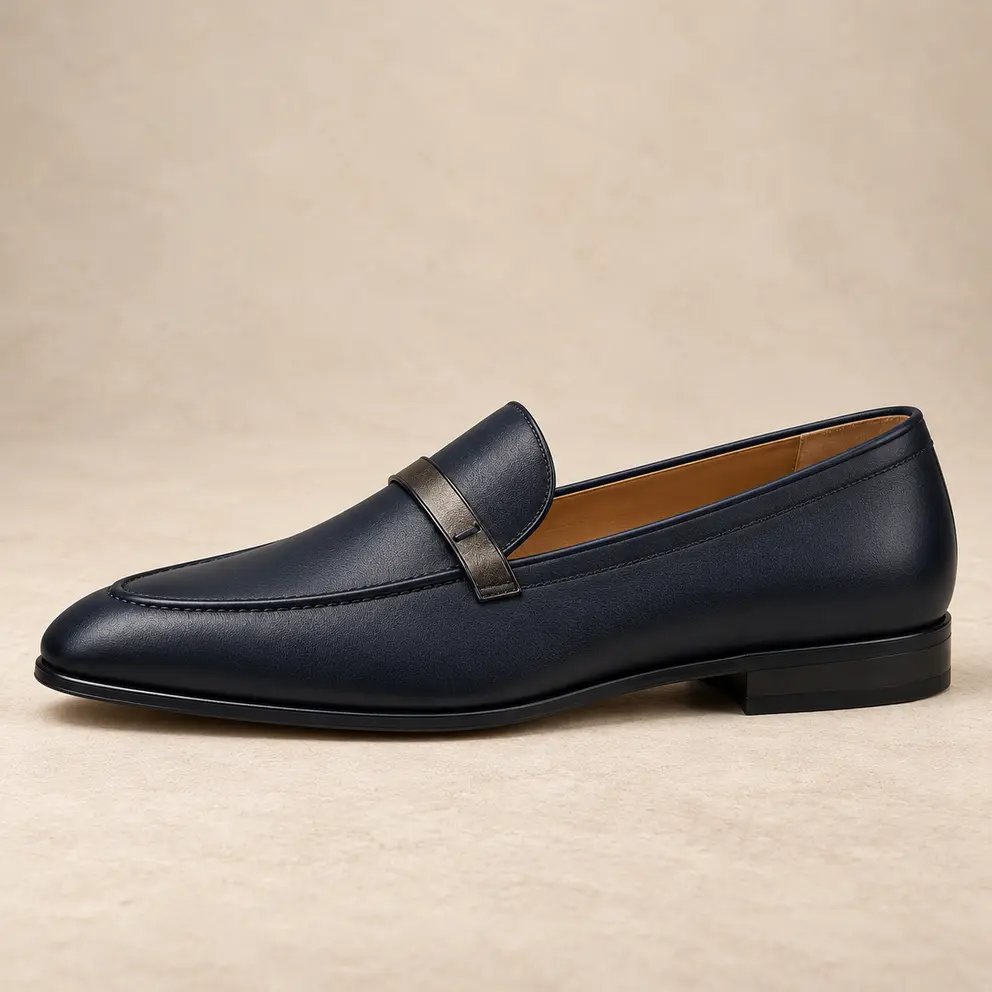 Midnight Navy Raised-Apron Loafer
