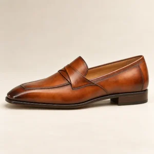 Cognac Folded-Saddle Loafer — 01 side profile