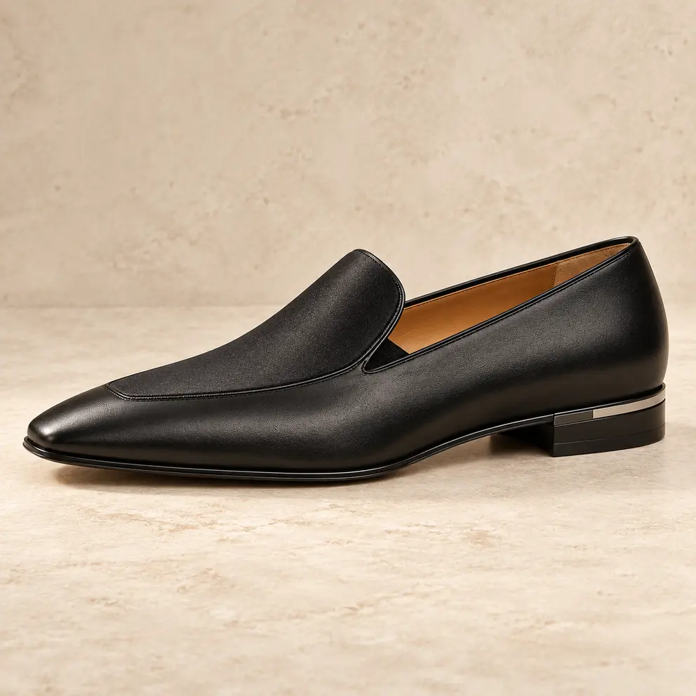 Black Satin-Finish Evening Loafer