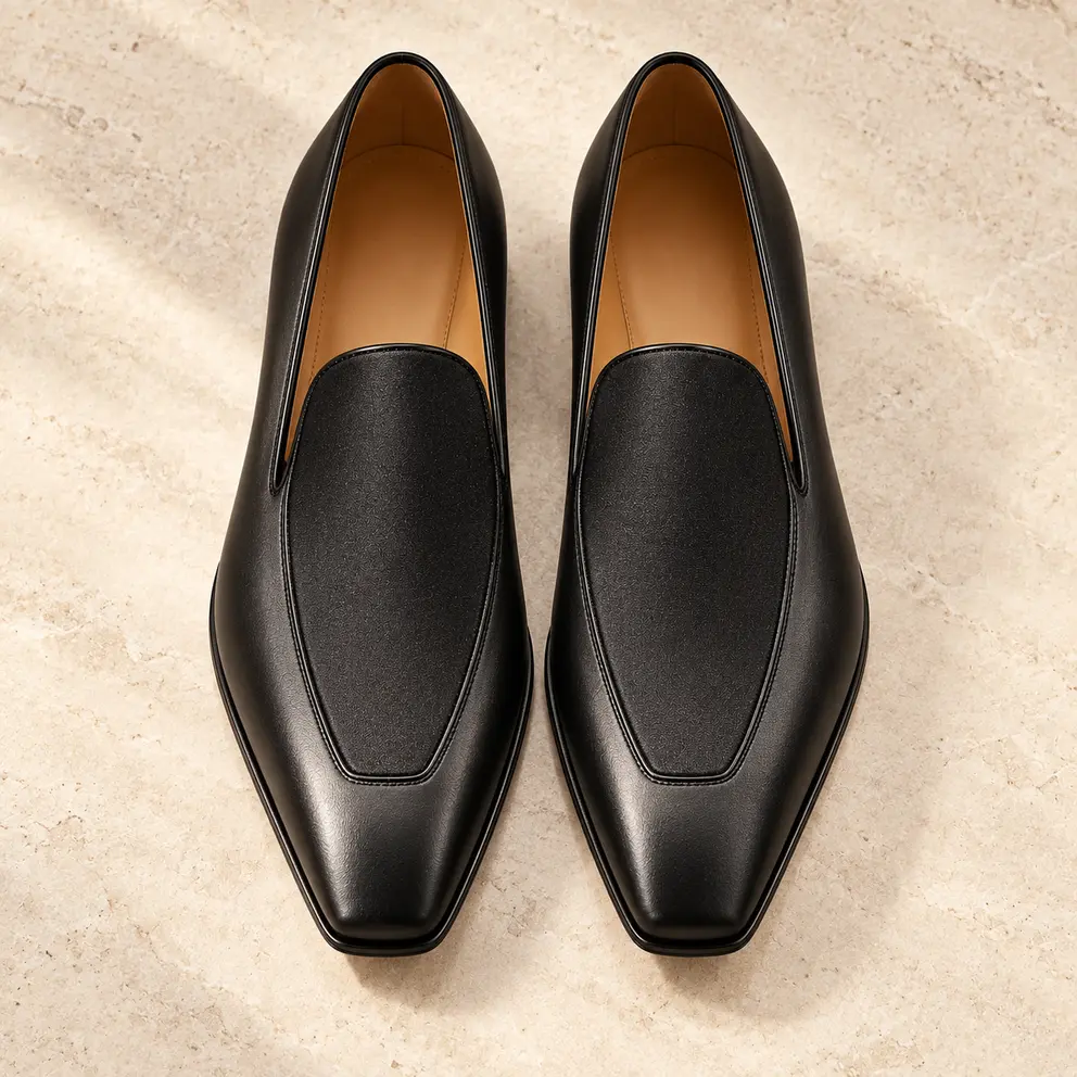 Black Satin-Finish Evening Loafer — 05 top down