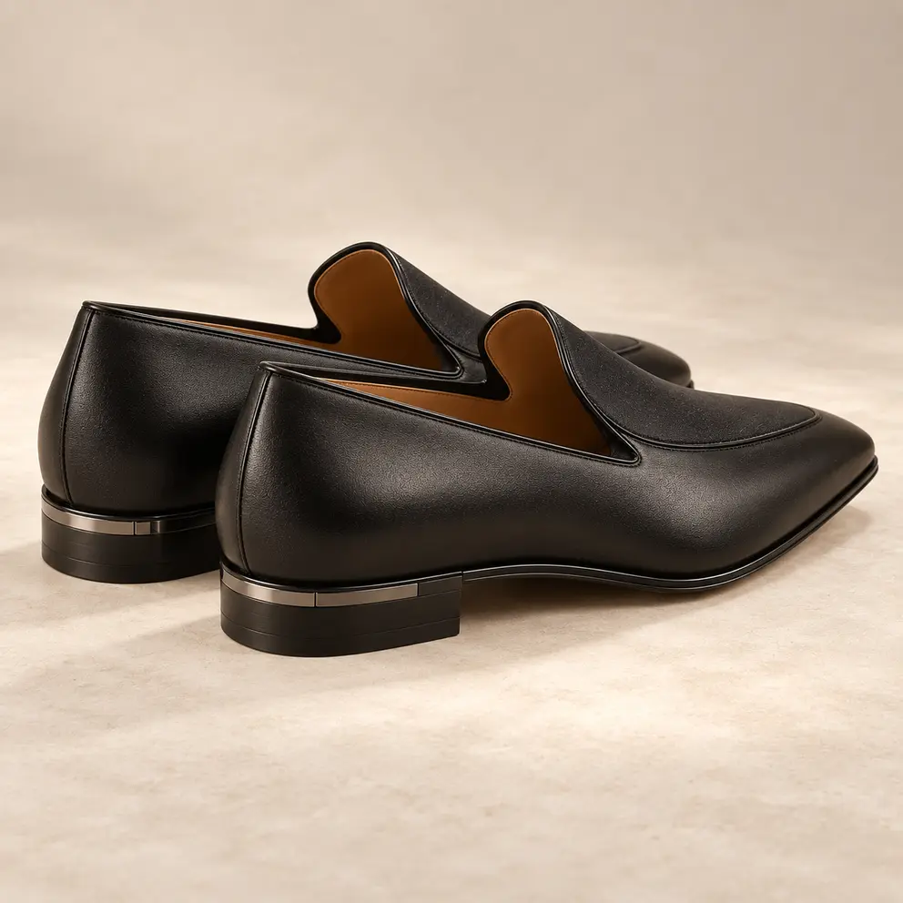 Black Satin-Finish Evening Loafer — 06 rear view