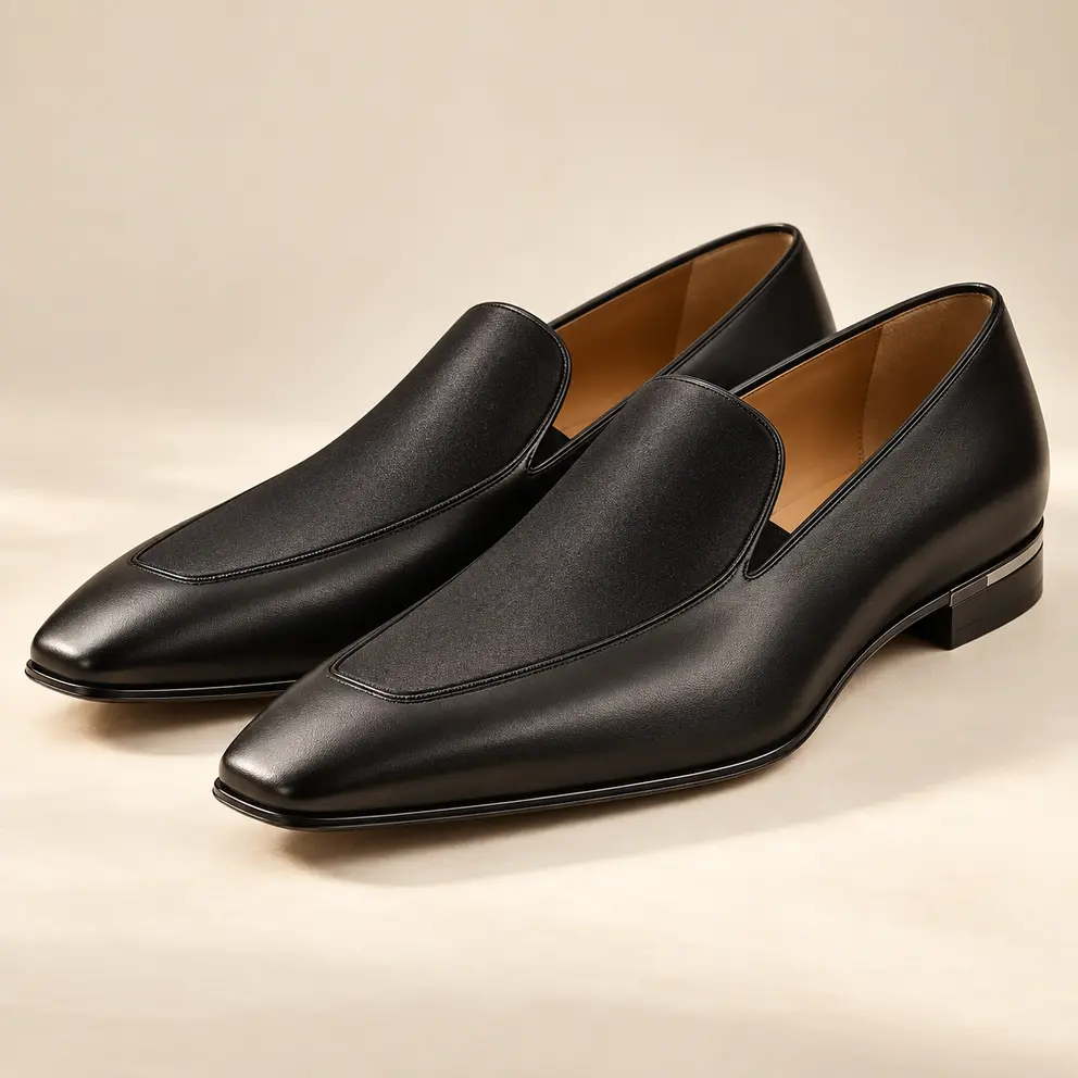 Black Satin-Finish Evening Loafer — 07 front hero left
