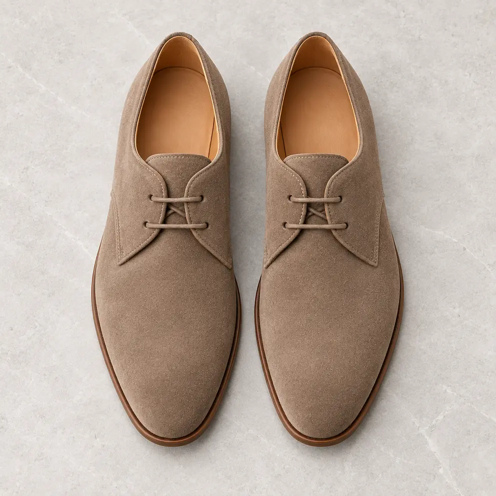 Product 04 Mushroom Suede Minimal Derby - 05 Top Down