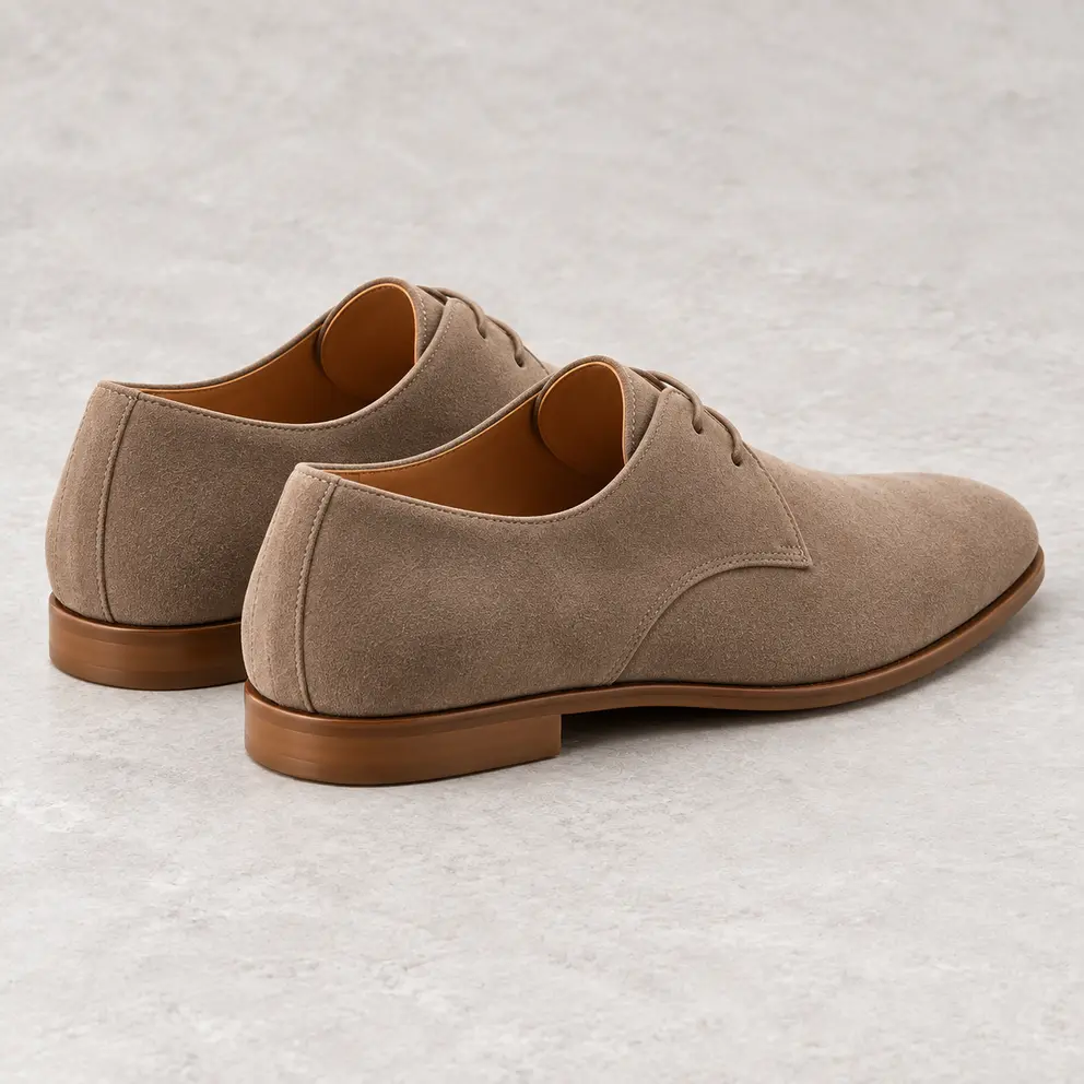 Product 04 Mushroom Suede Minimal Derby - 06 Rear View