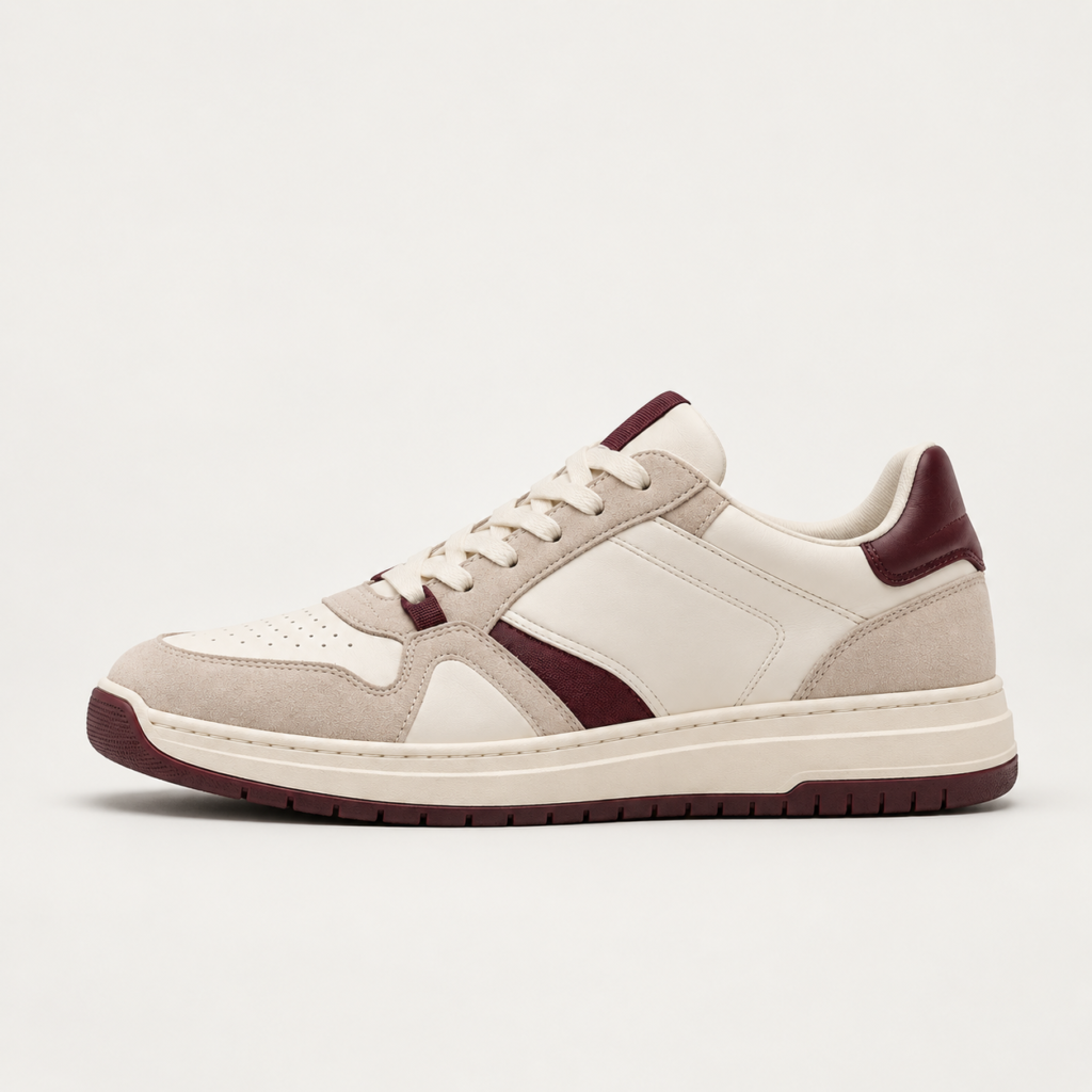 Ivory Burgundy Court Sneaker