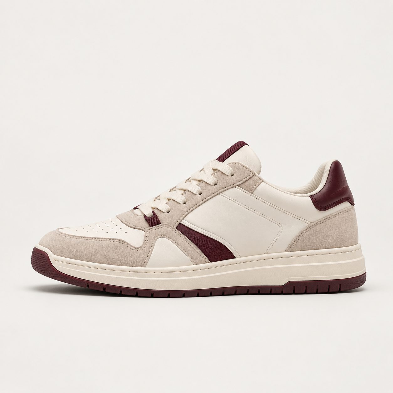 Ivory Burgundy Court Sneaker, view 1