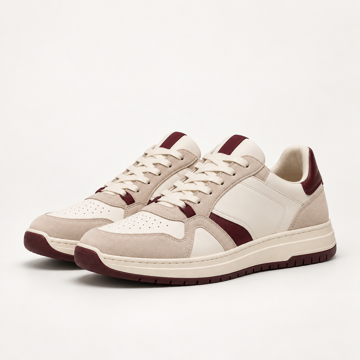 Ivory Burgundy Court Sneaker, view 2