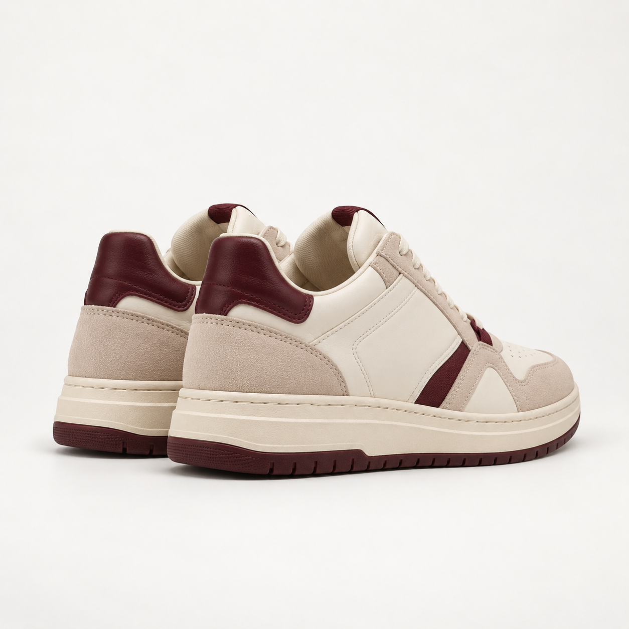 Ivory Burgundy Court Sneaker, view 3