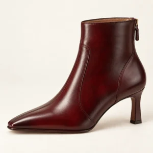 Oxblood Seam-Frame Ankle Boot — 01 side profile