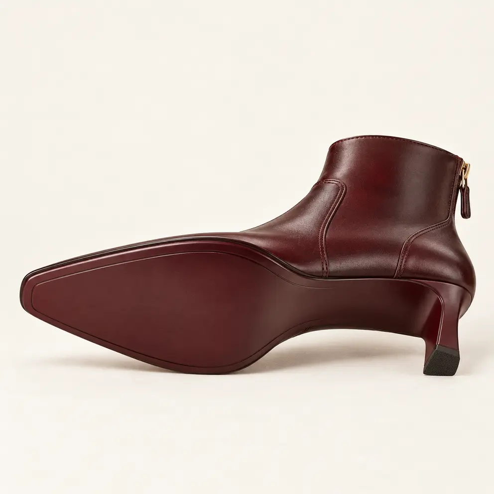 Oxblood Seam-Frame Ankle Boot — 04 outsole