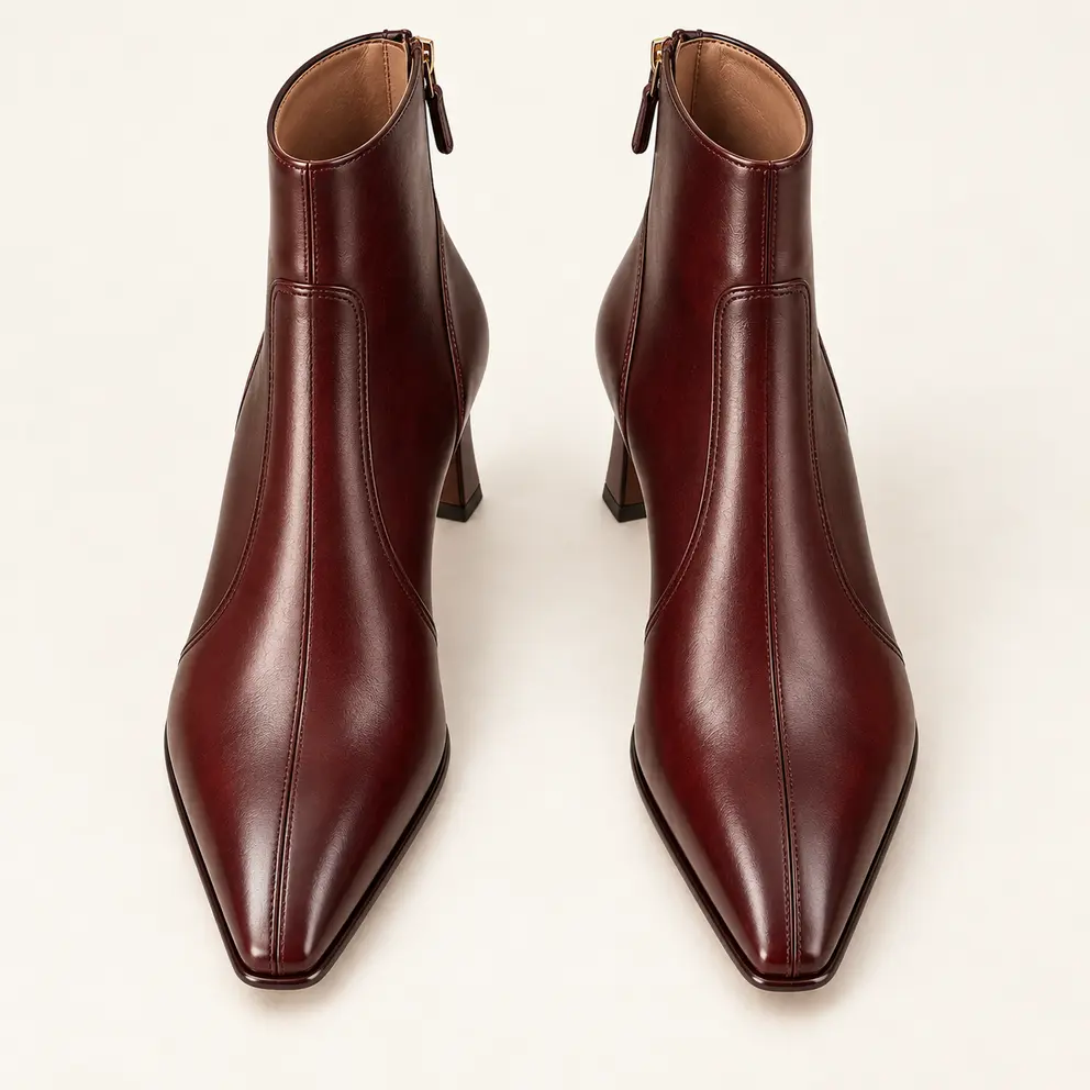 Oxblood Seam-Frame Ankle Boot — 05 top down