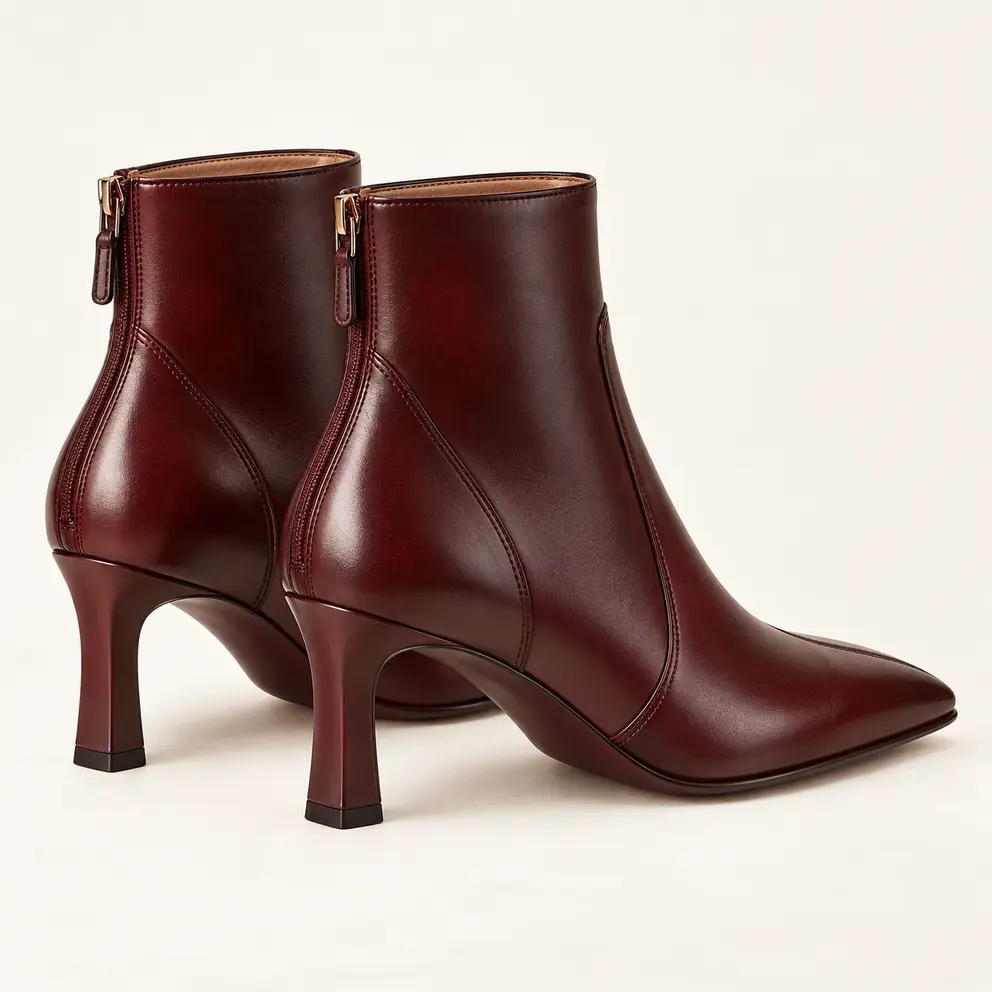 Oxblood Seam-Frame Ankle Boot — 06 rear view