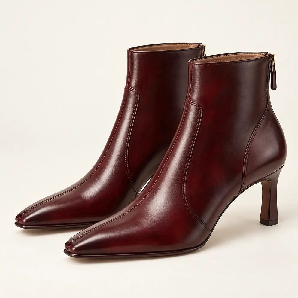 Oxblood Seam-Frame Ankle Boot — 07 front hero left