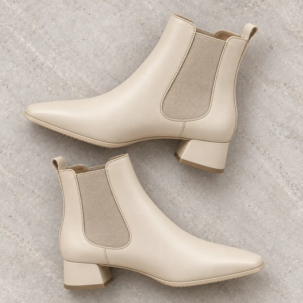 Ivory Sculptural Chelsea Boot — 02 diagonal pair