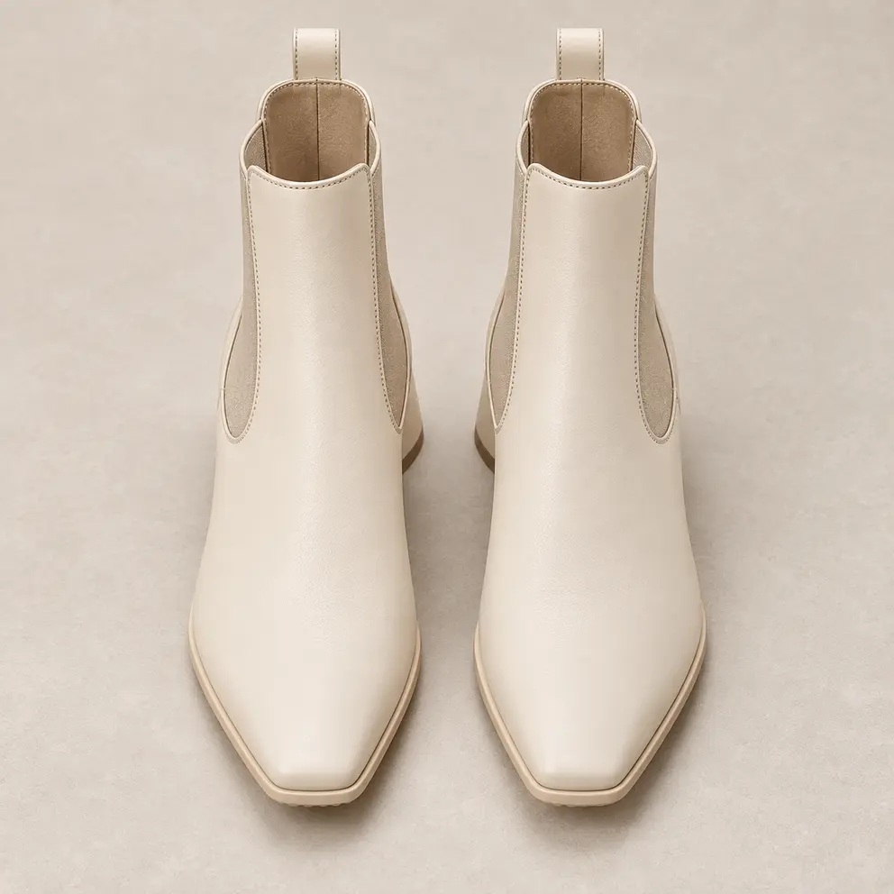 Ivory Sculptural Chelsea Boot — 05 top down