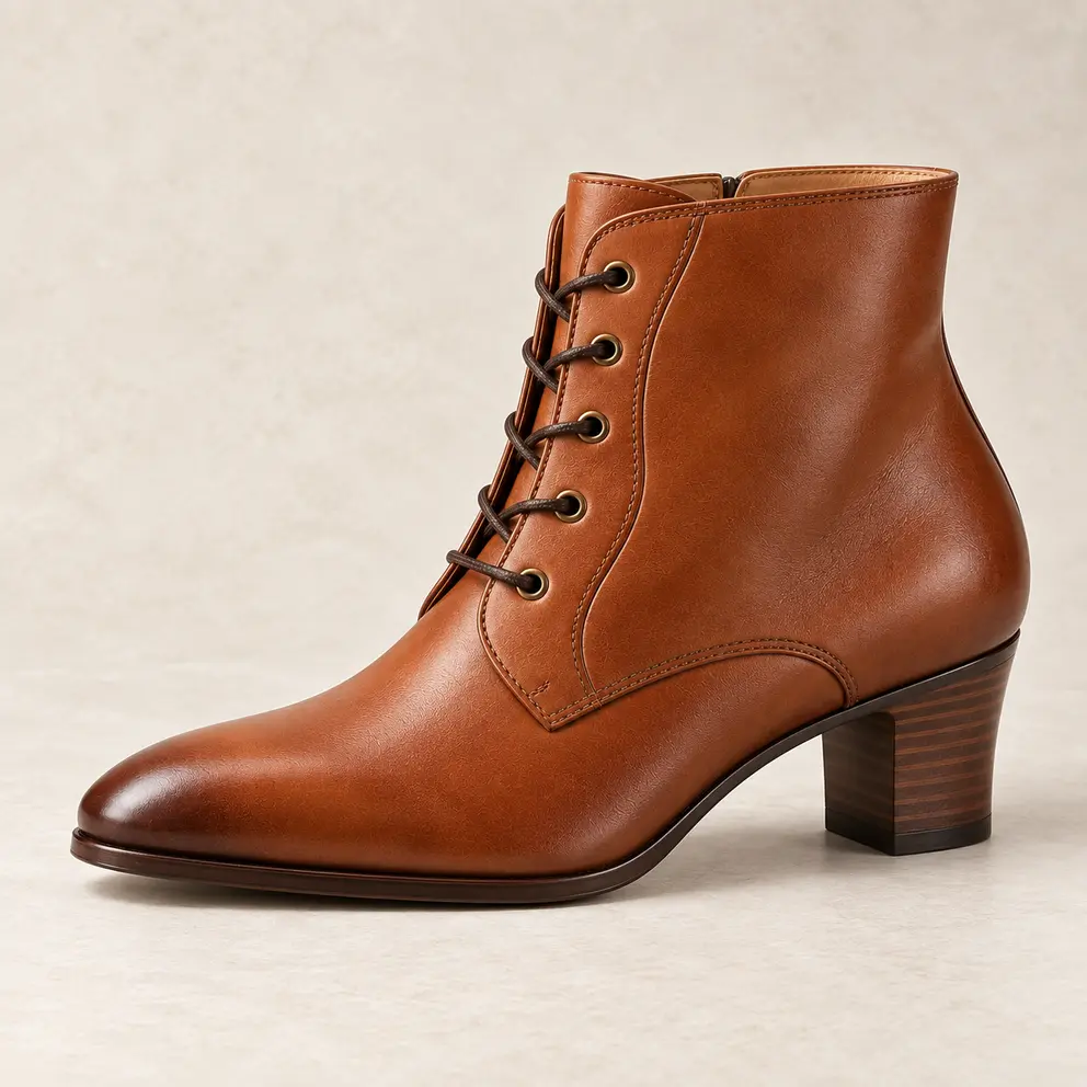 Cognac Lace-Up Ankle Boot