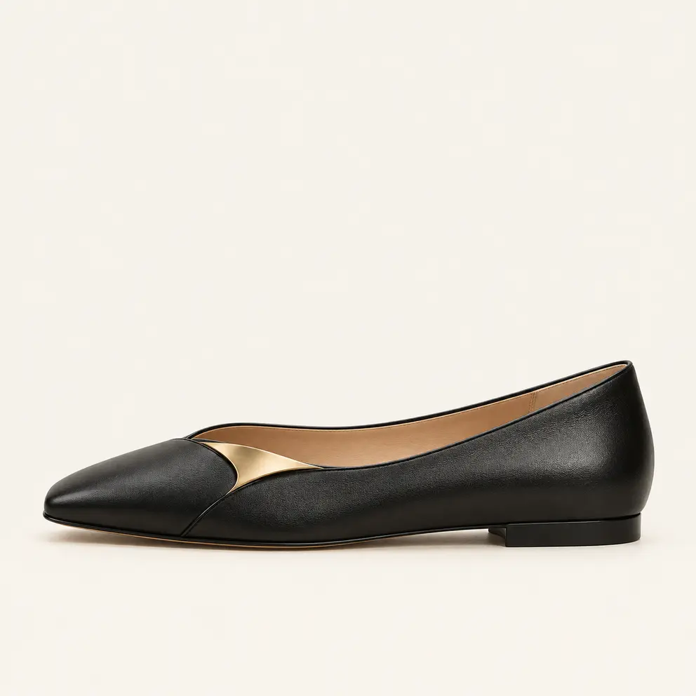 Black Sculpted Square-Toe Flat