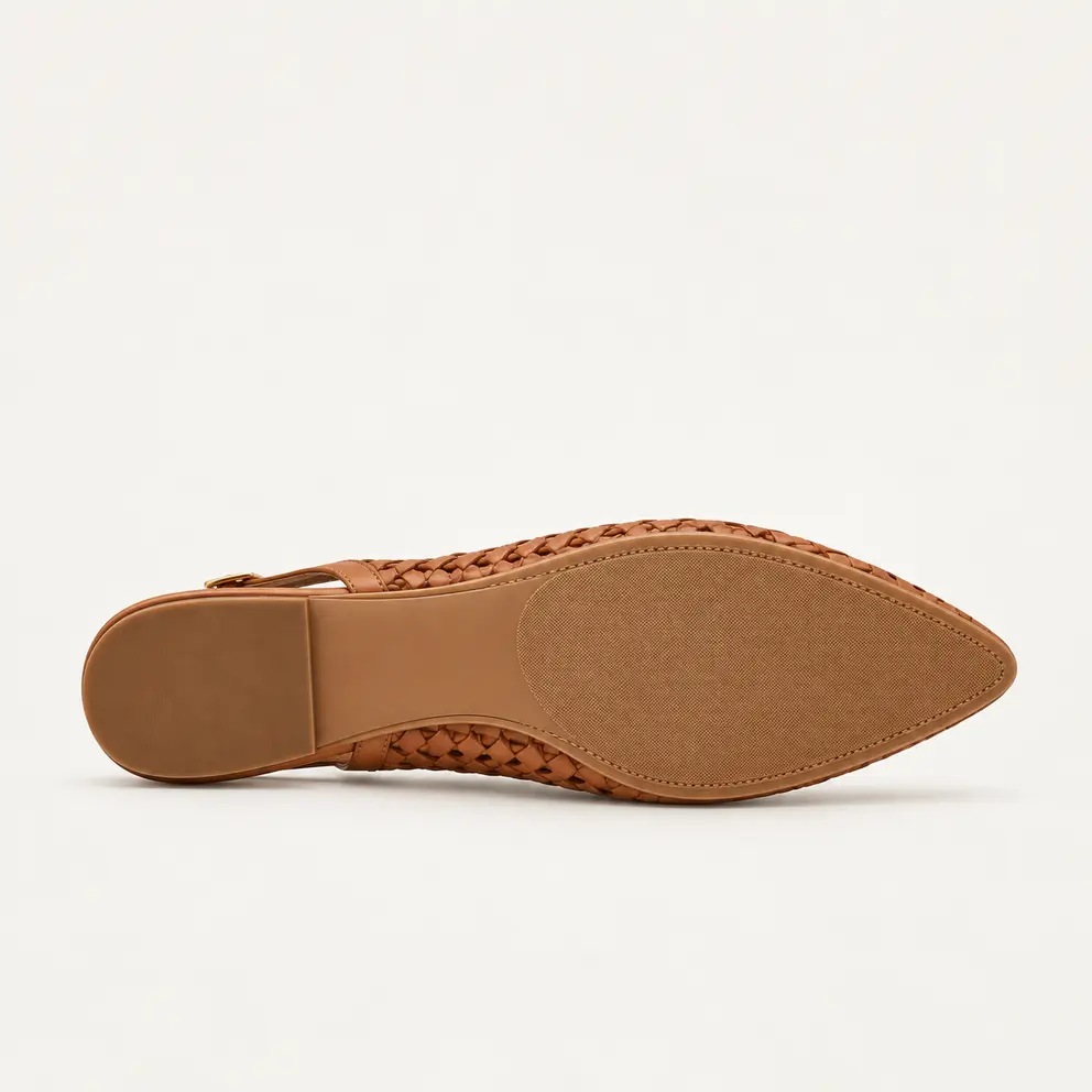 Cognac Woven Slingback Flat view 4