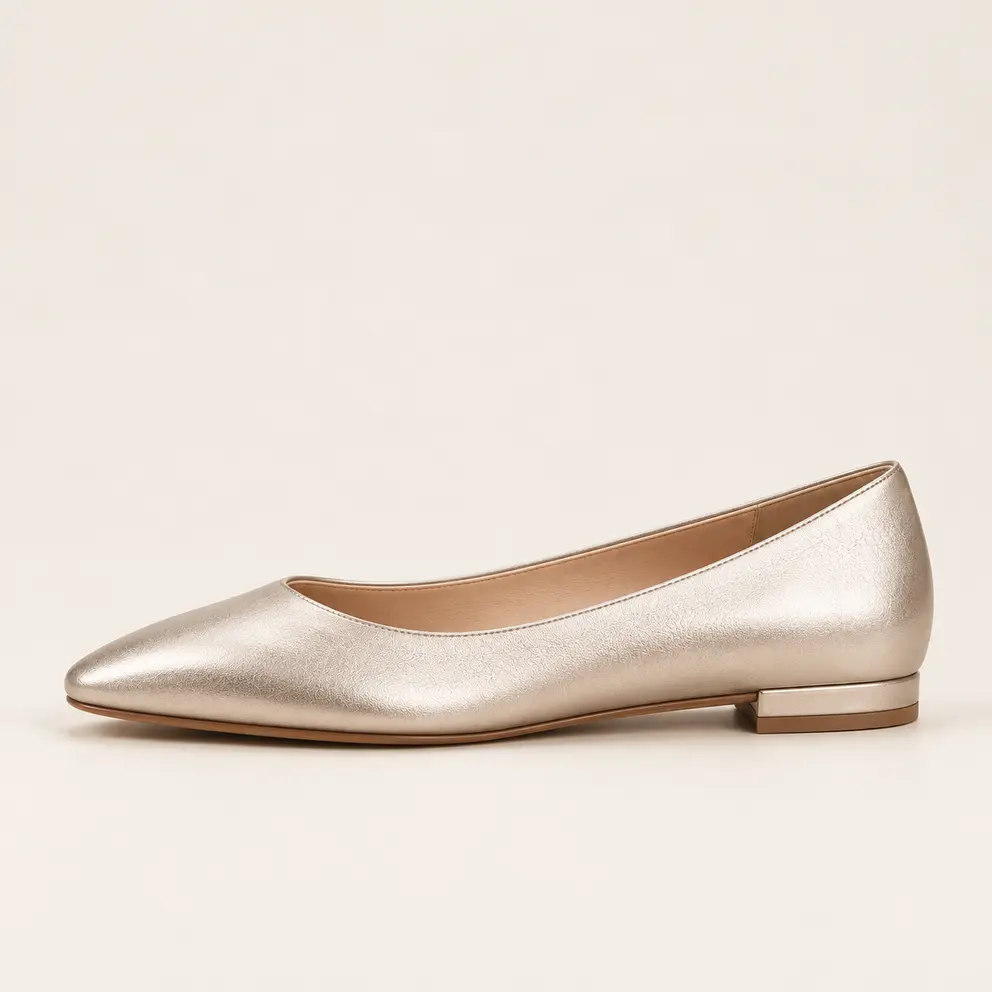 Champagne Metallic Pointed Flat