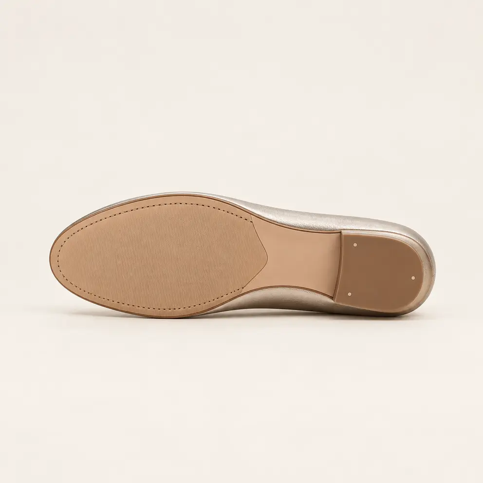 Champagne Metallic Pointed Flat view 4