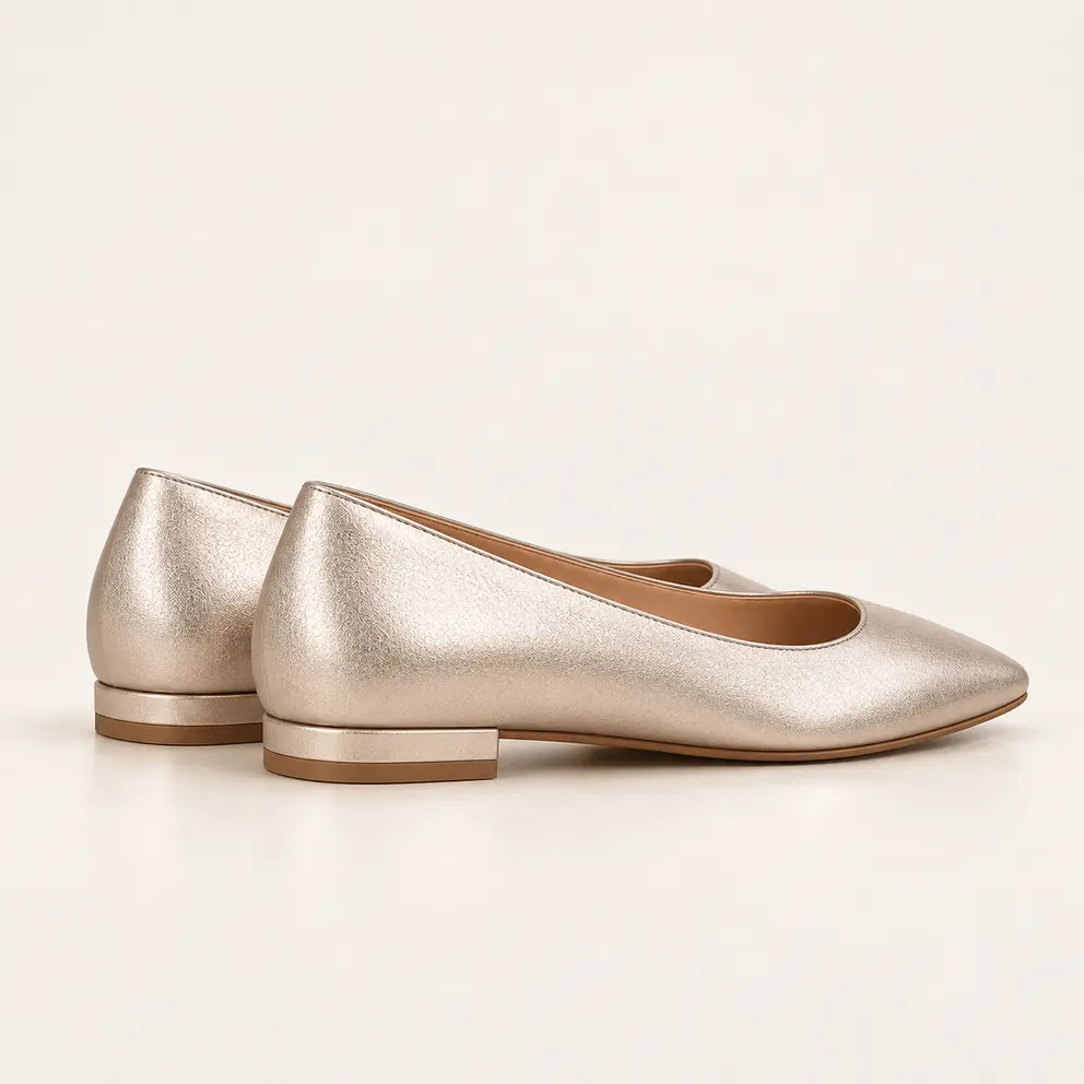 Champagne Metallic Pointed Flat view 6