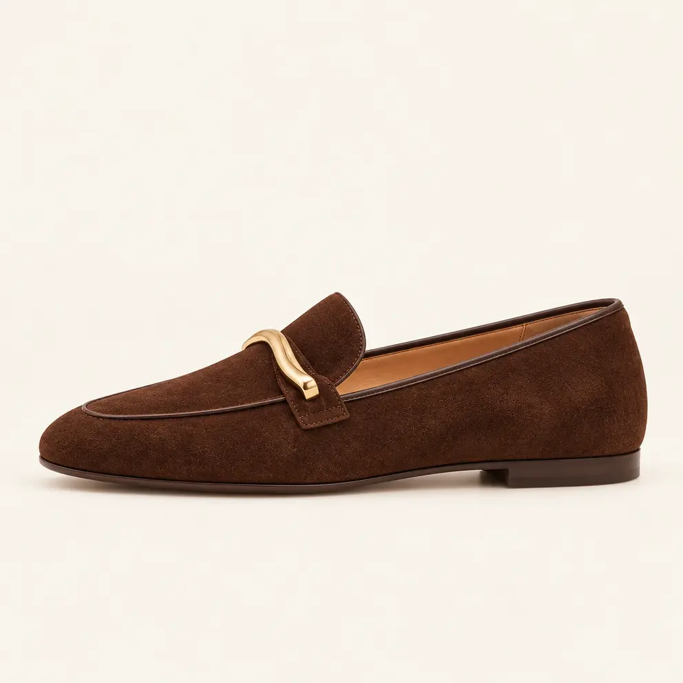 Chocolate Suede Horsebit Loafer