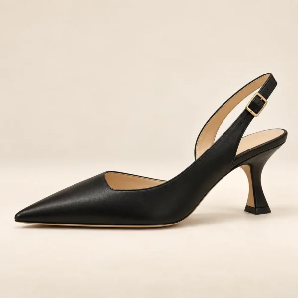 Noir Sculpted Slingback - side profile