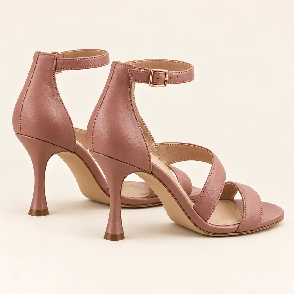 Dusty Rose Asymmetric Sandal - rear view