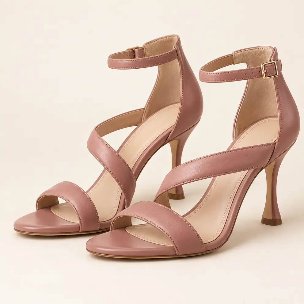 Dusty Rose Asymmetric Sandal - front view