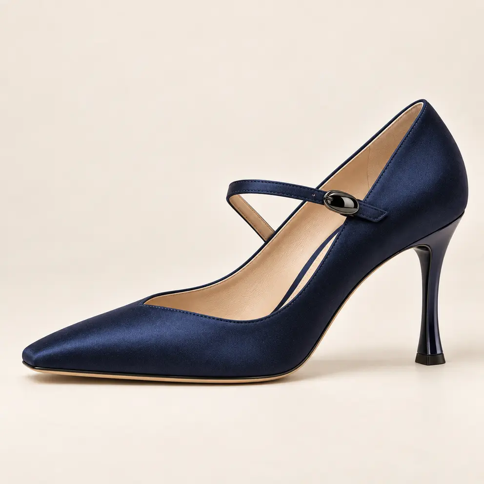 Midnight Navy Satin Pump