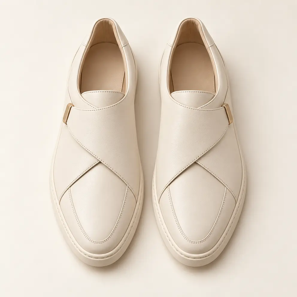 Ivory Sculptural Wrap Sneaker - top view