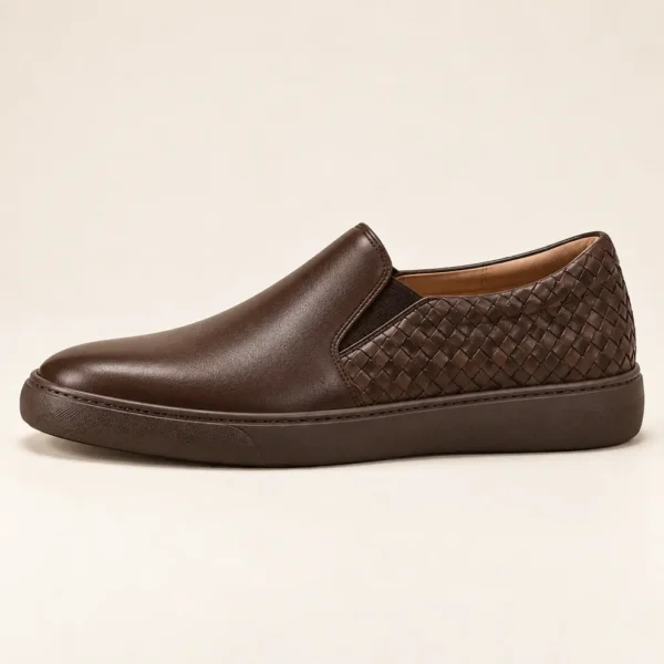 Espresso Woven Slip-On Sneaker - side profile