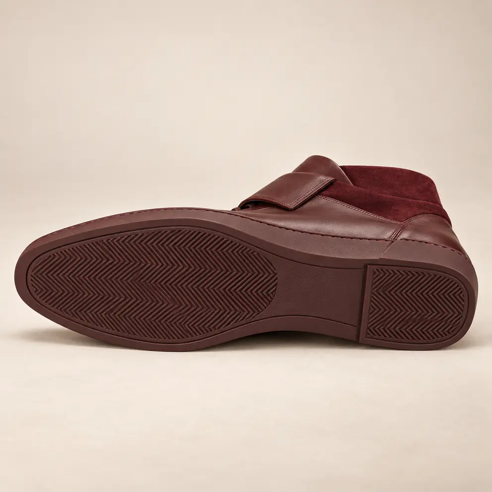 Burgundy Folded-Tongue Mid-Top Sneaker - outsole