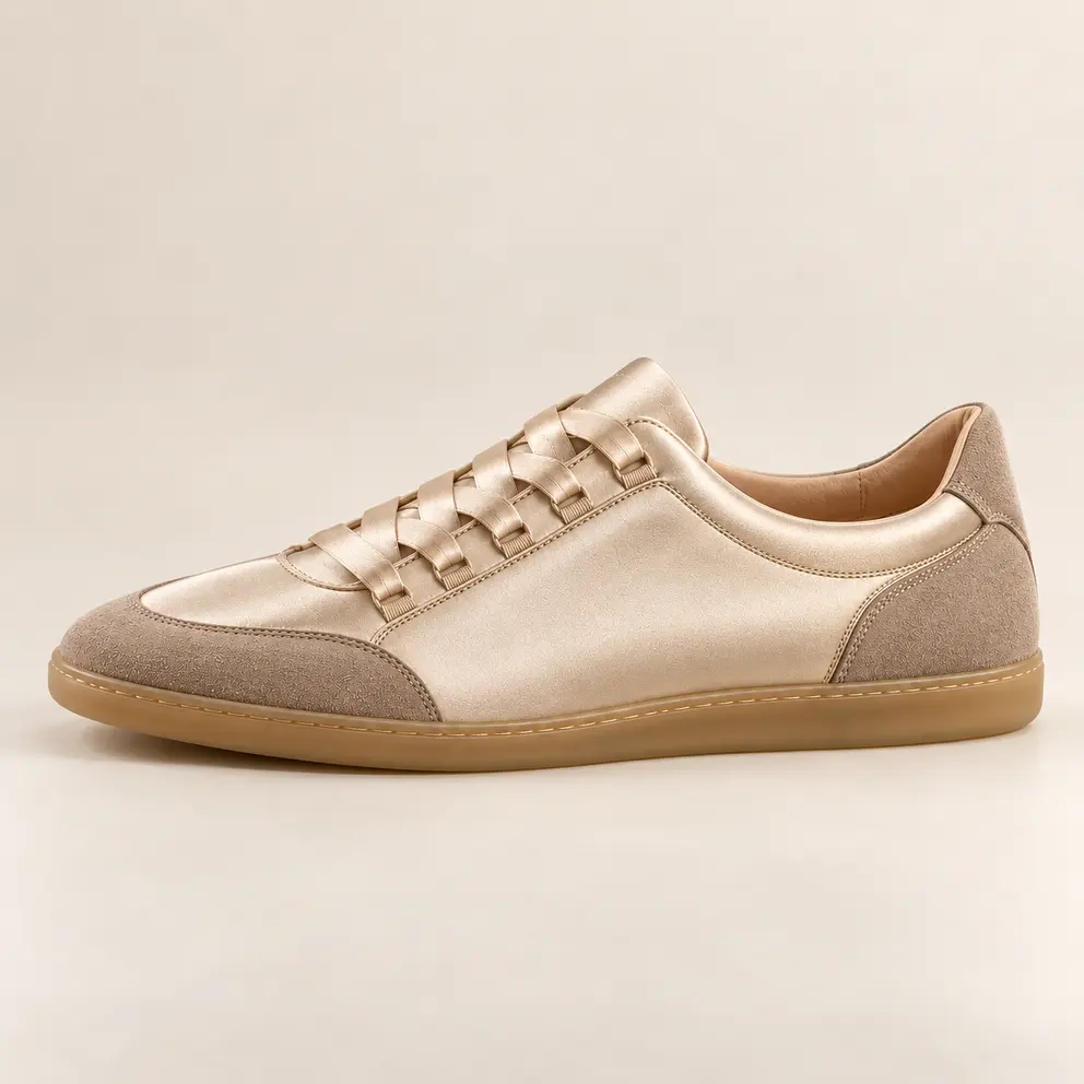 Champagne Satin Ribbon Sneaker