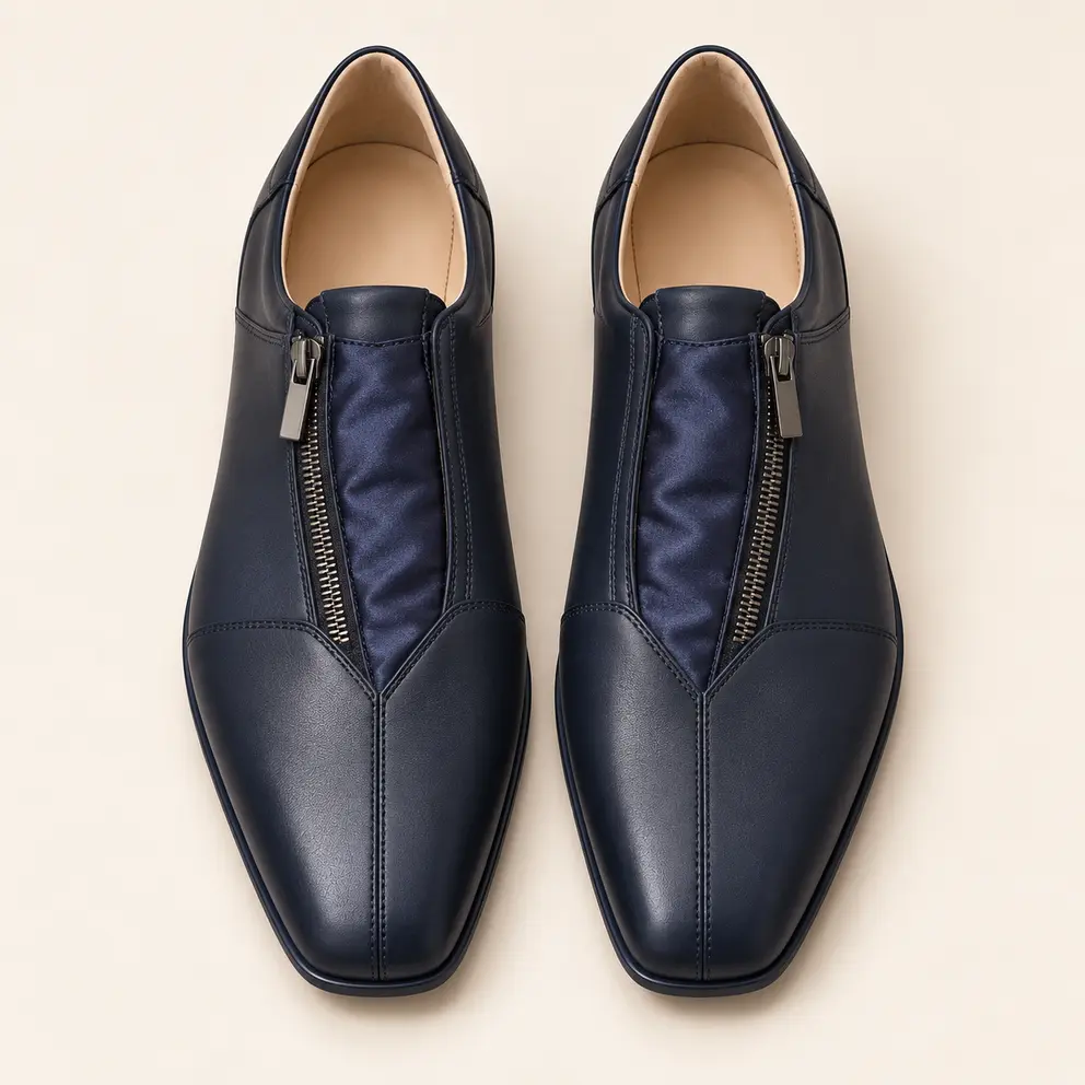 Midnight Navy Zip Low-Top Sneaker - top view