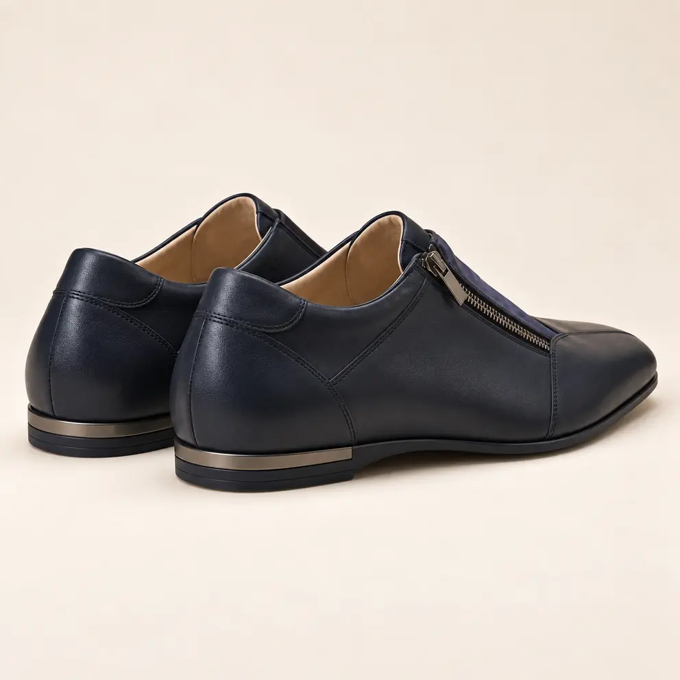 Midnight Navy Zip Low-Top Sneaker - rear view