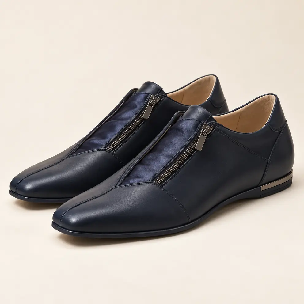 Midnight Navy Zip Low-Top Sneaker - front view